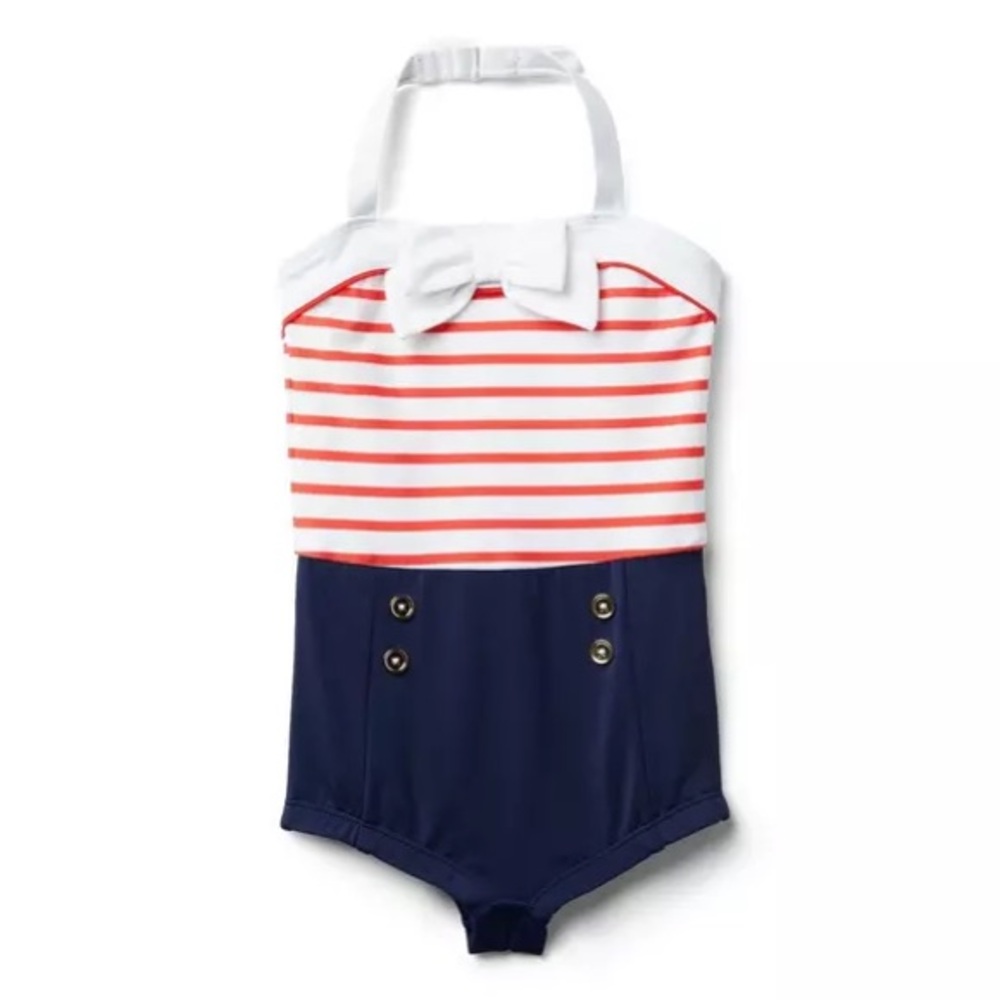 Janie and Jack Red and Blue One Piece Swimsuit